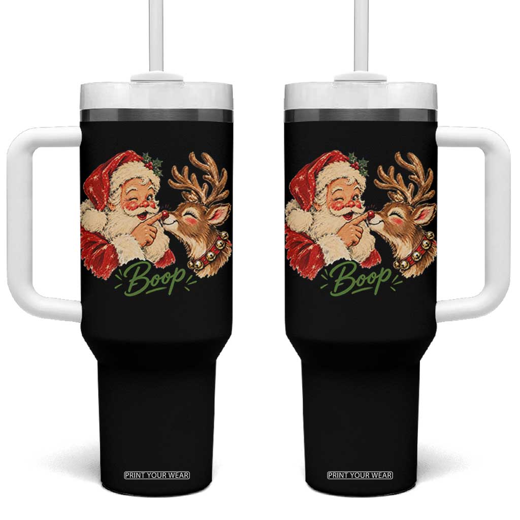 Retro Santa Boop Reindeer Nose Funny Nostalgic Christmas Tumbler With Handle