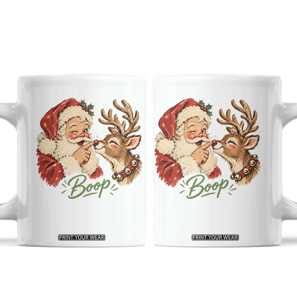 Retro Santa Boop Reindeer Nose Funny Nostalgic Christmas Coffee Mug