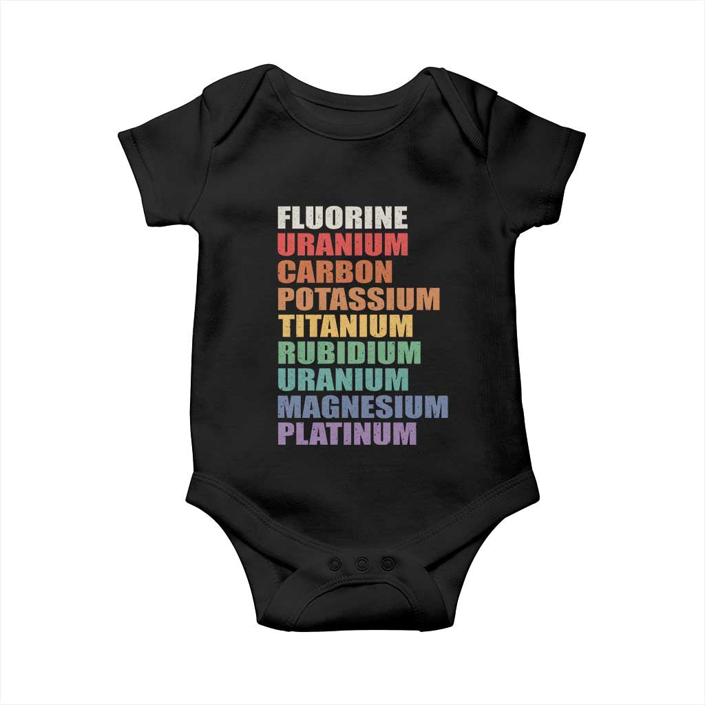 Subtle FDT Chemistry Science Baby Onesie Fluorine Uranium Carbon Potassium Titanium Nerdy Gifts