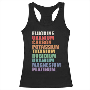 Subtle FDT Chemistry Science Racerback Tank Top Fluorine Uranium Carbon Potassium Titanium Nerdy Gifts