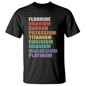 Subtle FDT Chemistry Science T Shirt Fluorine Uranium Carbon Potassium Titanium Nerdy Gifts