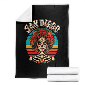 San Diego Sugar Skull Funny Dia De Los Muertos Throw Blanket