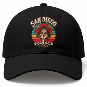 San Diego Sugar Skull Funny Dia De Los Muertos Baseball Cap