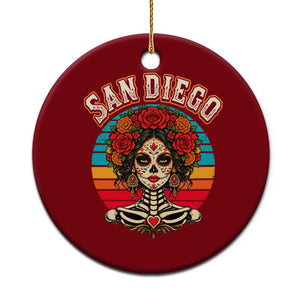 San Diego Sugar Skull Funny Dia De Los Muertos Ceramic Ornament