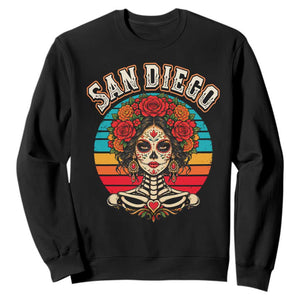 San Diego Sugar Skull Funny Dia De Los Muertos Sweatshirt