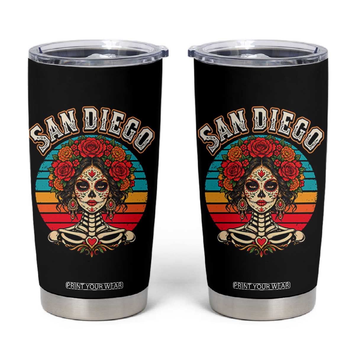 San Diego Sugar Skull Funny Dia De Los Muertos Tumbler Cup