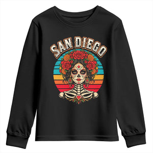 San Diego Sugar Skull Funny Dia De Los Muertos Youth Sweatshirt