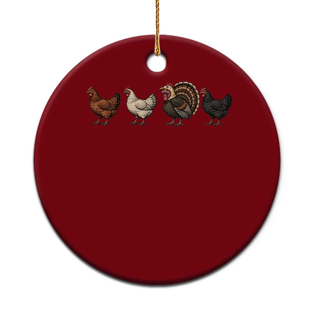 Funny Turkey In Chicken Disguise Thanksgiving Graphic Ceramic Ornament Poultry Bird Lover