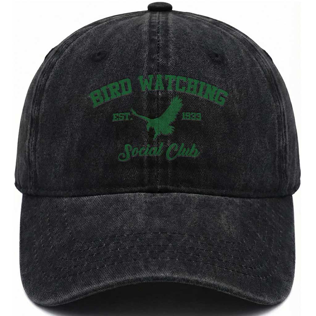 Bird Watching Social Club Est 1933 Washed Cotton Baseball Cap Bold Football Game Day Graphic