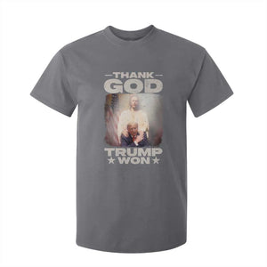 Thank God Trump Won 2024 T Shirt For Kid Christian Jesus Bible The 47th US President TS11 Charcoal Print Your Wear