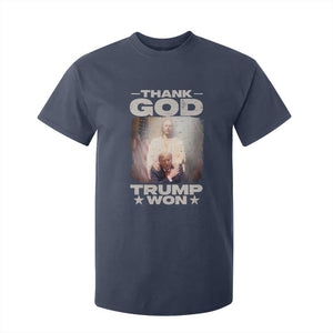 Thank God Trump Won 2024 T Shirt For Kid Christian Jesus Bible The 47th US President TS11 Navy Print Your Wear