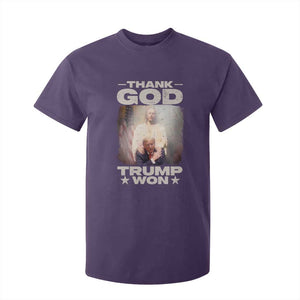 Thank God Trump Won 2024 T Shirt For Kid Christian Jesus Bible The 47th US President TS11 Purple Print Your Wear