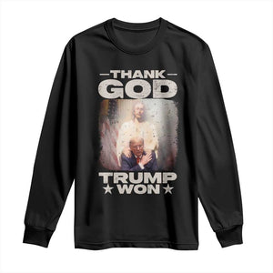 Thank God Trump Won 2024 Long Sleeve Shirt Christian Jesus Bible The 47th US President TS11 Black Print Your Wear