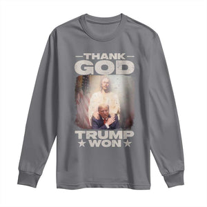 Thank God Trump Won 2024 Long Sleeve Shirt Christian Jesus Bible The 47th US President TS11 Charcoal Print Your Wear