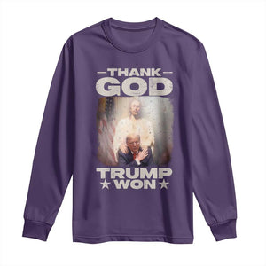 Thank God Trump Won 2024 Long Sleeve Shirt Christian Jesus Bible The 47th US President TS11 Purple Print Your Wear