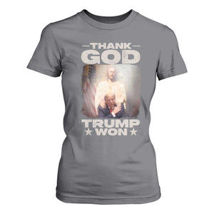 Thank God Trump Won 2024 T Shirt For Women Christian Jesus Bible The 47th US President TS11 Charcoal Print Your Wear