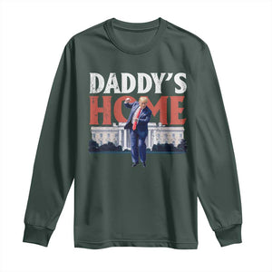 Funny Daddy's Home Long Sleeve Shirt Trump Dance The 47th US President TS11 Dark Forest Green Print Your Wear