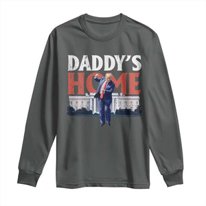 Funny Daddy's Home Long Sleeve Shirt Trump Dance The 47th US President TS11 Dark Heather Print Your Wear