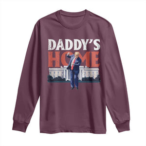 Funny Daddy's Home Long Sleeve Shirt Trump Dance The 47th US President TS11 Maroon Print Your Wear