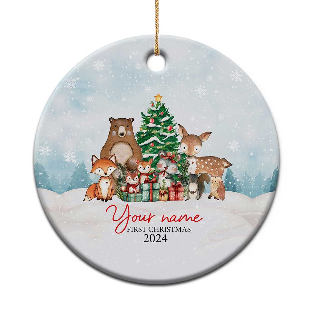 Personalized First Xmas 2024 Christmas Ornament Custom Name Cute Animals Winter TS11 Print Your Wear