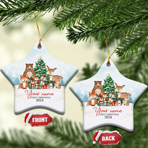 Personalized First Xmas 2024 Christmas Ornament Custom Name Cute Animals Winter TS11 Star Snow Print Your Wear