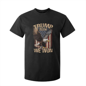 Trump We Won 2024 T Shirt For Kid Vintage Eagle American Flag TS11 Black Print Your Wear