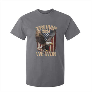 Trump We Won 2024 T Shirt For Kid Vintage Eagle American Flag TS11 Charcoal Print Your Wear