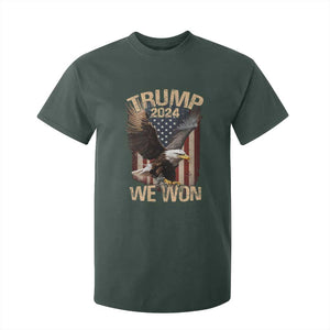 Trump We Won 2024 T Shirt For Kid Vintage Eagle American Flag TS11 Dark Forest Green Print Your Wear