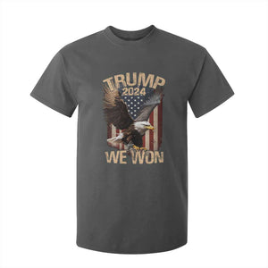 Trump We Won 2024 T Shirt For Kid Vintage Eagle American Flag TS11 Dark Heather Print Your Wear