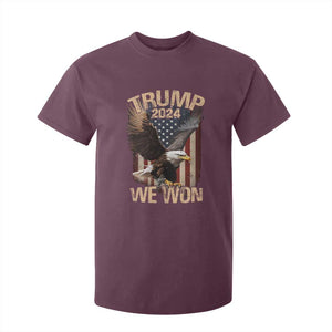 Trump We Won 2024 T Shirt For Kid Vintage Eagle American Flag TS11 Maroon Print Your Wear