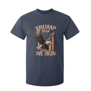 Trump We Won 2024 T Shirt For Kid Vintage Eagle American Flag TS11 Navy Print Your Wear