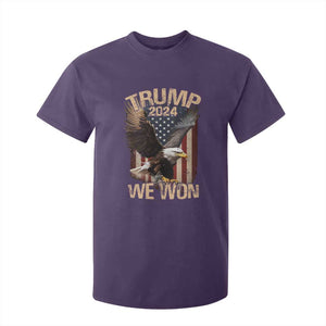 Trump We Won 2024 T Shirt For Kid Vintage Eagle American Flag TS11 Purple Print Your Wear