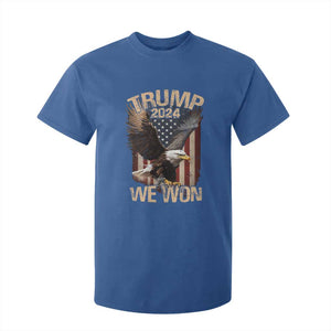 Trump We Won 2024 T Shirt For Kid Vintage Eagle American Flag TS11 Royal Blue Print Your Wear