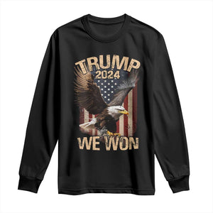 Trump We Won 2024 Long Sleeve Shirt Vintage Eagle American Flag TS11 Black Print Your Wear