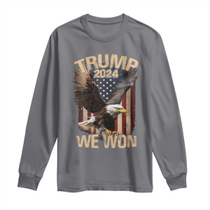 Trump We Won 2024 Long Sleeve Shirt Vintage Eagle American Flag TS11 Charcoal Print Your Wear