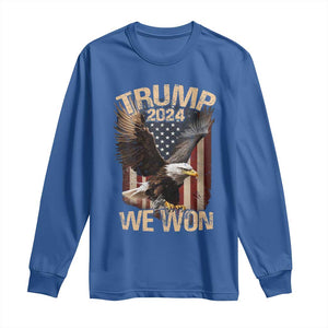 Trump We Won 2024 Long Sleeve Shirt Vintage Eagle American Flag TS11 Royal Blue Print Your Wear