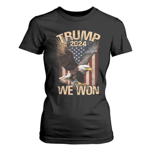 Trump We Won 2024 T Shirt For Women Vintage Eagle American Flag TS11 Black Print Your Wear