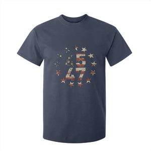 Trump 2024 T Shirt For Kid 45 47 The 47th US President Vintage American Flag TS11 Navy Print Your Wear