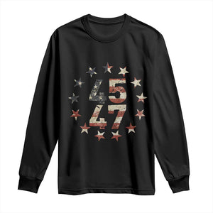 Trump 2024 Long Sleeve Shirt 45 47 The 47th US President Vintage American Flag TS11 Black Print Your Wear