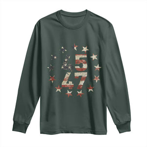 Trump 2024 Long Sleeve Shirt 45 47 The 47th US President Vintage American Flag TS11 Dark Forest Green Print Your Wear