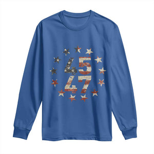 Trump 2024 Long Sleeve Shirt 45 47 The 47th US President Vintage American Flag TS11 Royal Blue Print Your Wear