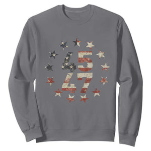 Trump 2024 Sweatshirt 45 47 The 47th US President Vintage American Flag TS11 Charcoal Print Your Wear