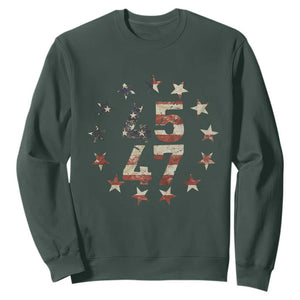 Trump 2024 Sweatshirt 45 47 The 47th US President Vintage American Flag TS11 Dark Forest Green Print Your Wear