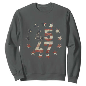 Trump 2024 Sweatshirt 45 47 The 47th US President Vintage American Flag TS11 Dark Heather Print Your Wear