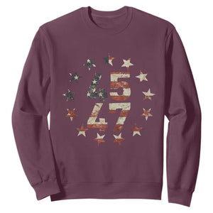 Trump 2024 Sweatshirt 45 47 The 47th US President Vintage American Flag TS11 Maroon Print Your Wear