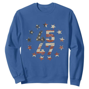 Trump 2024 Sweatshirt 45 47 The 47th US President Vintage American Flag TS11 Royal Blue Print Your Wear