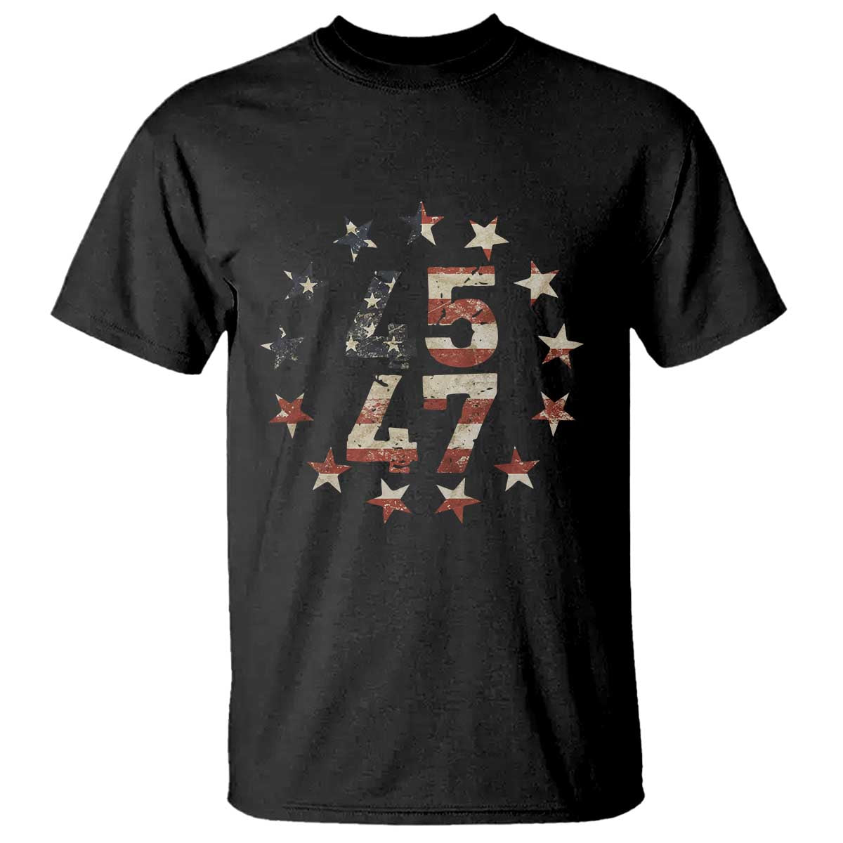 Trump 2024 T Shirt 45 47 The 47th US President Vintage American Flag TS11 Black Print Your Wear