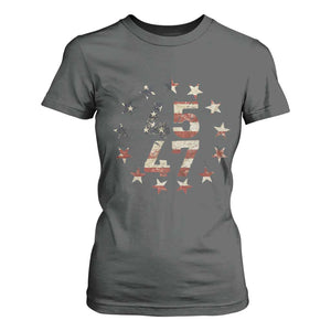 Trump 2024 T Shirt For Women 45 47 The 47th US President Vintage American Flag TS11 Dark Heather Print Your Wear