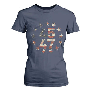 Trump 2024 T Shirt For Women 45 47 The 47th US President Vintage American Flag TS11 Navy Print Your Wear