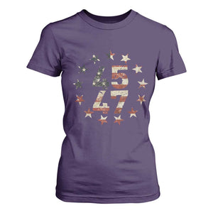 Trump 2024 T Shirt For Women 45 47 The 47th US President Vintage American Flag TS11 Purple Print Your Wear